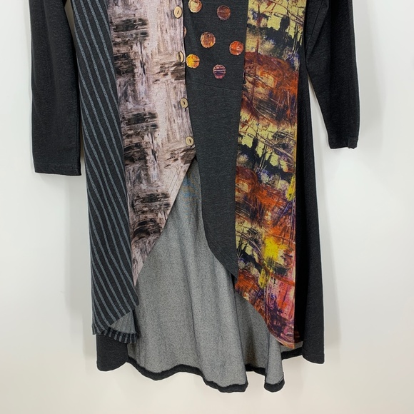 Parsley & Sage Patchwork Duster Cardigan Jacket Charcoal Sz S - Picture 5 of 12